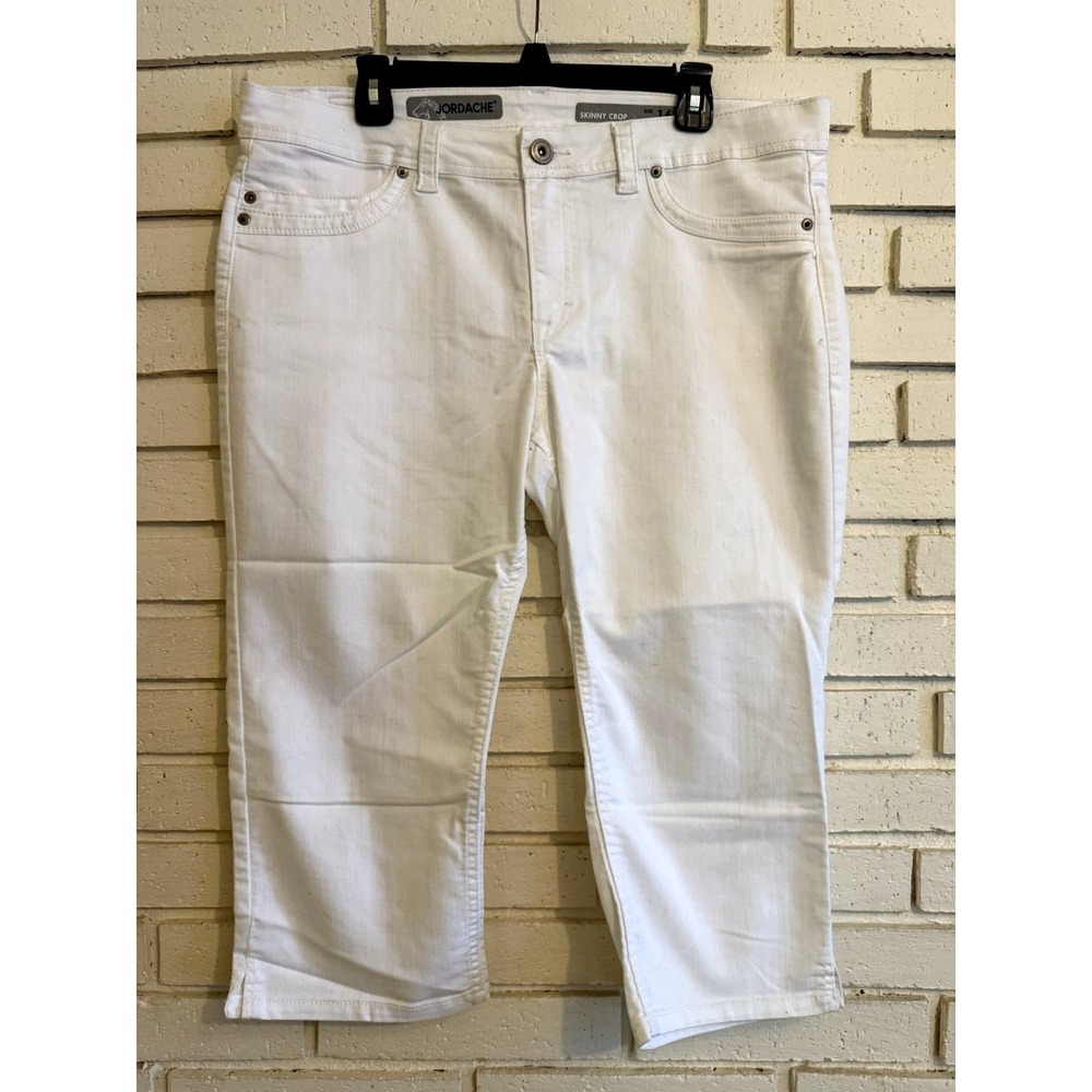 Jordache Jeans Womens Size 16 Skinny Cropped White Capris Stretch NWOT